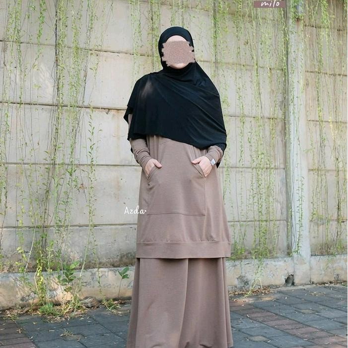 syukron- Tunica Modest Sporty Azda Tunik set Rok Kulot olahraga Setelan Baju Olahraga Wanita Muslim