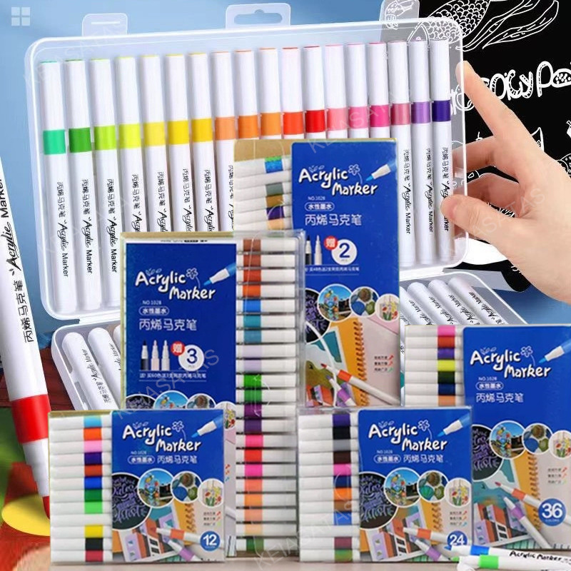 

UM1 KElASATASSet spidol akrilik 12/24/36/48/60/80 Colors Akrilik Marker Set Hhtune Acrylic Marker