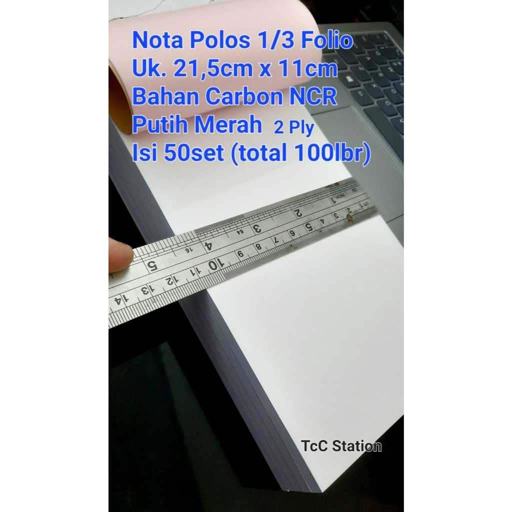 

UM1 1 PAK 5 BUKU Nota POLOS 2Ply 1/3 folio Carbon NCR Putih Merah 2 Ply 2Rangkap 1/3folio isi 50 set