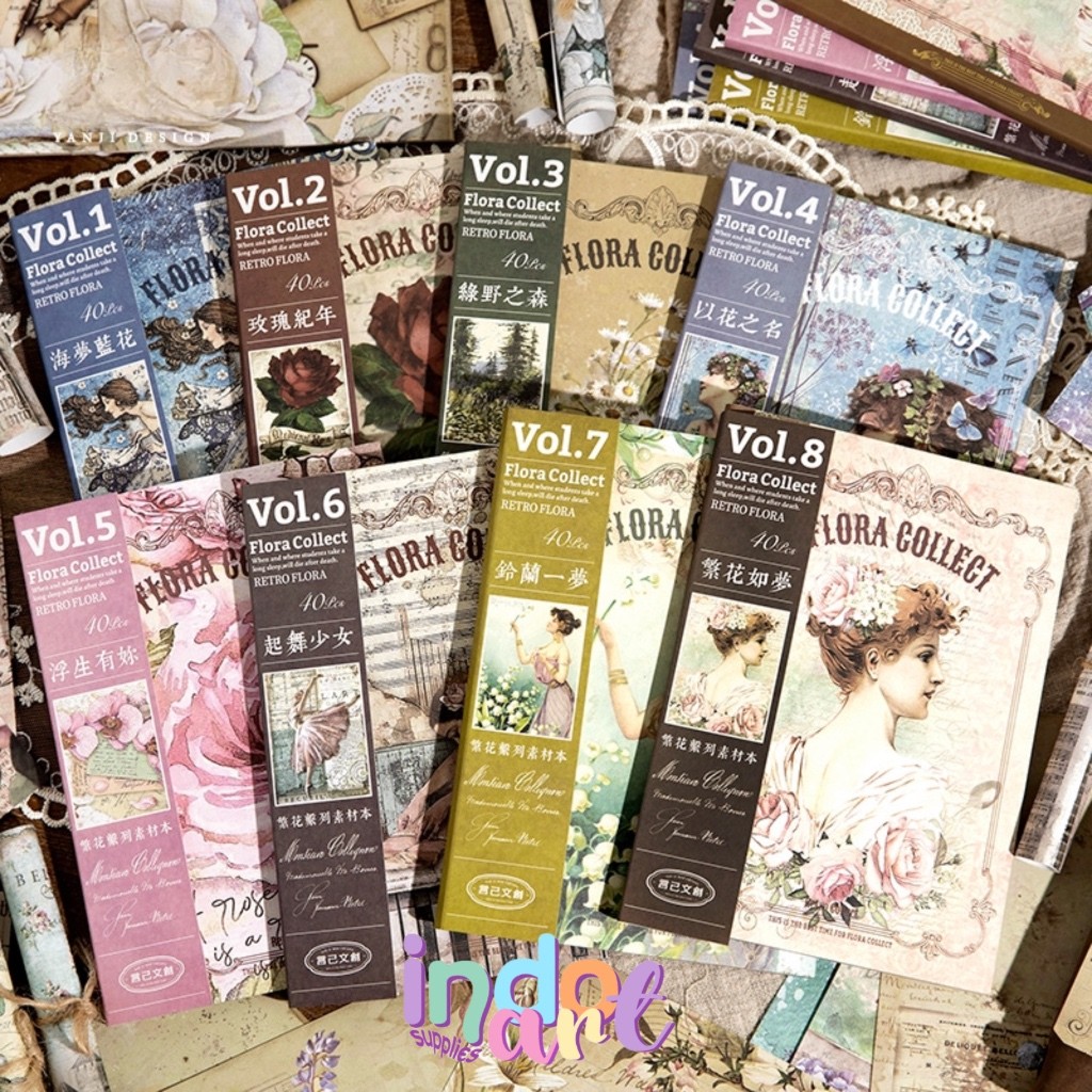 

UM1 (IAS) B7 - Material Paper Kertas Vintage Retro Terbaru Queen Yanji InfeelMe Flora Girl Book Set