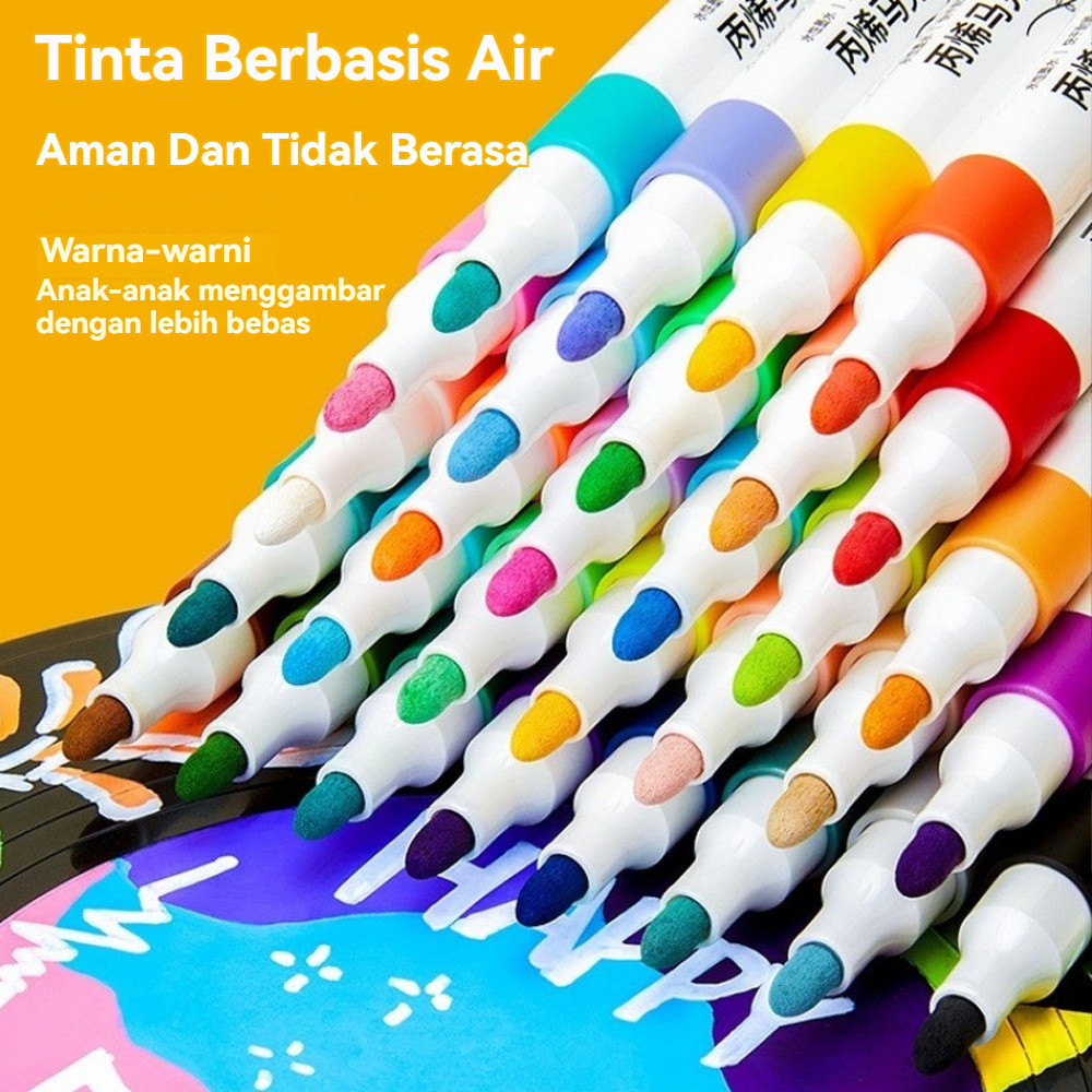 

UM1 Spidol Akrilik Set Spidol Warna 48/60 Spidol Warna Siswa seni lukis diy tahan air pena warna