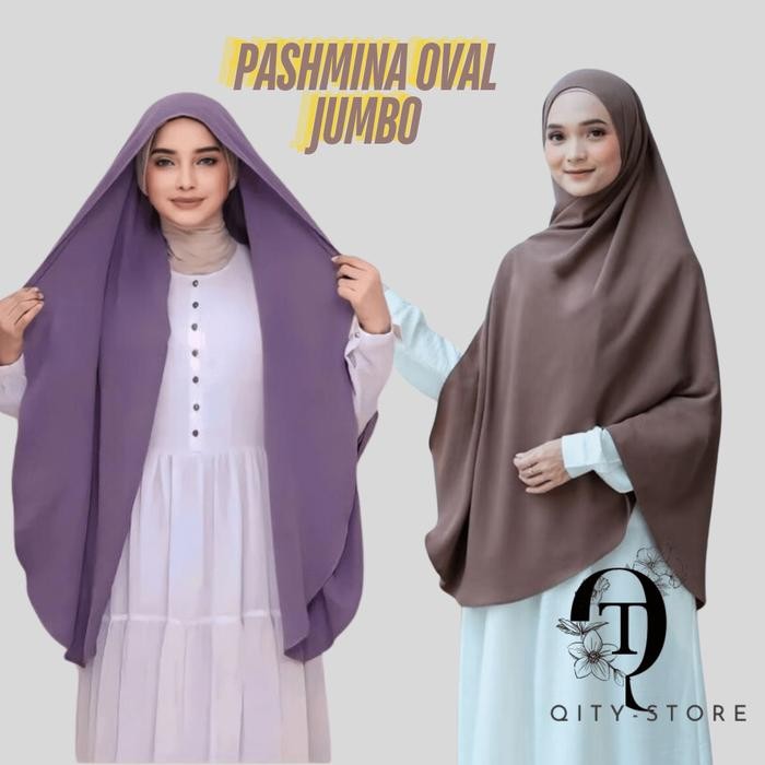 Hijmi- hijab pashmina oval curve crinkle 200x110cm/pashmina oval jumbo Kerudung Muslim Panjang