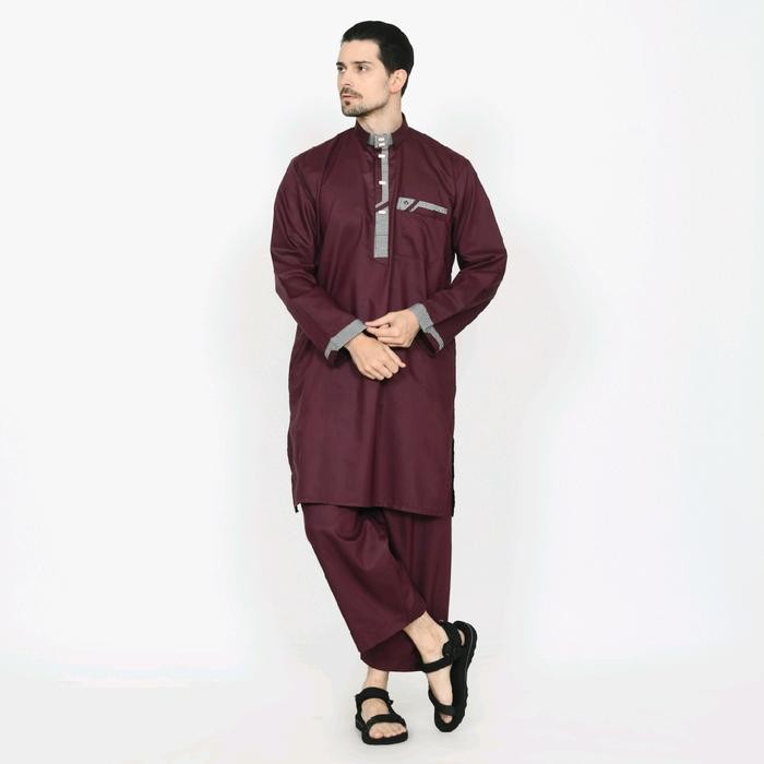 Zuhud- SD053 BAJU MUSLIM SETELAN DEWASA BAJU KOKO ALWAAN TERBARU Kain Kancing