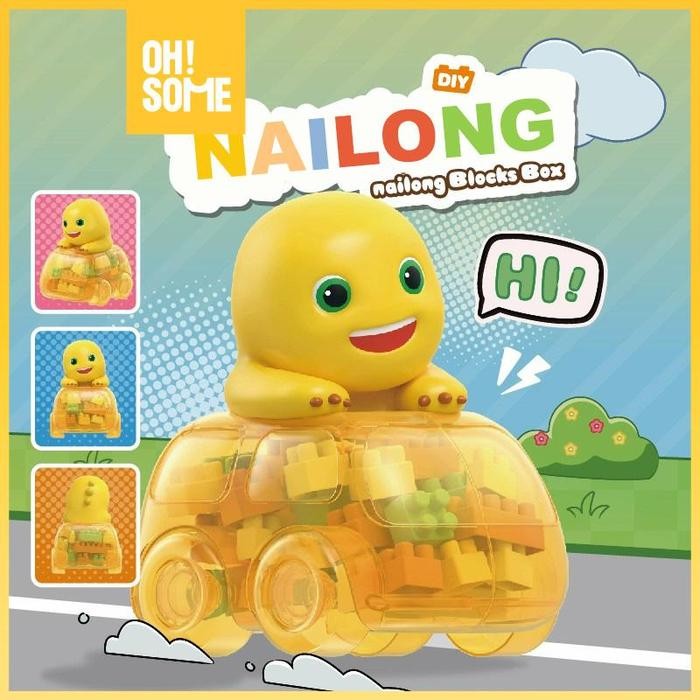 Ohsome - Mr. Man Nailong Building Blocks Car 50Pcs / Block Mainan Balok Susun Diy Nailong Mobil 50