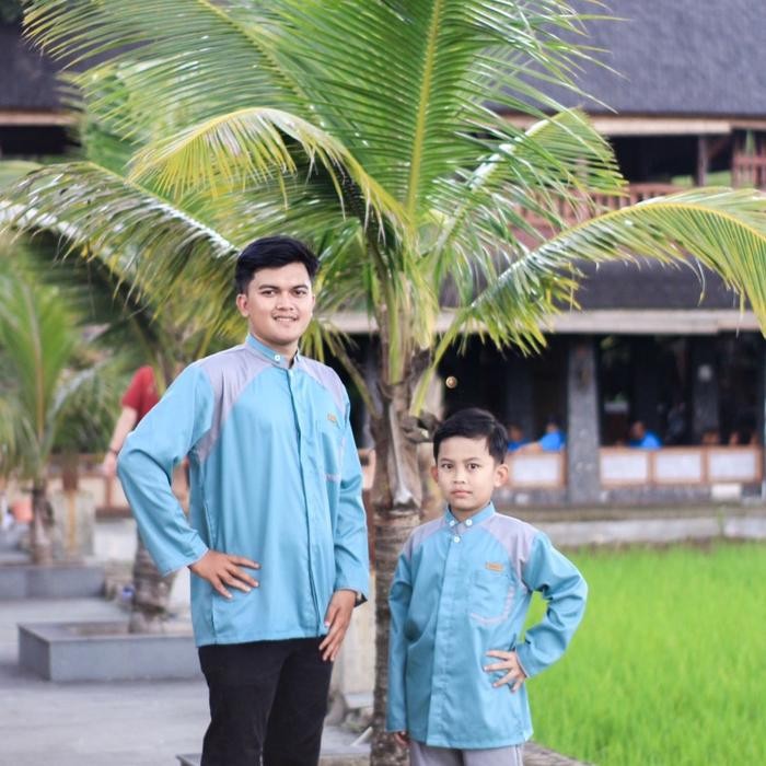 Zuhud- Koko Couple Ayah dan anak tangan panjang RAYYANZA KIDS SERIES reguler grey