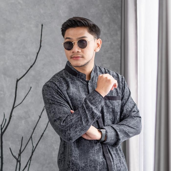 Zuhud- Baju Kemeja Koko Kemko Lengan Panjang Hijau Pria Lebaran 2024