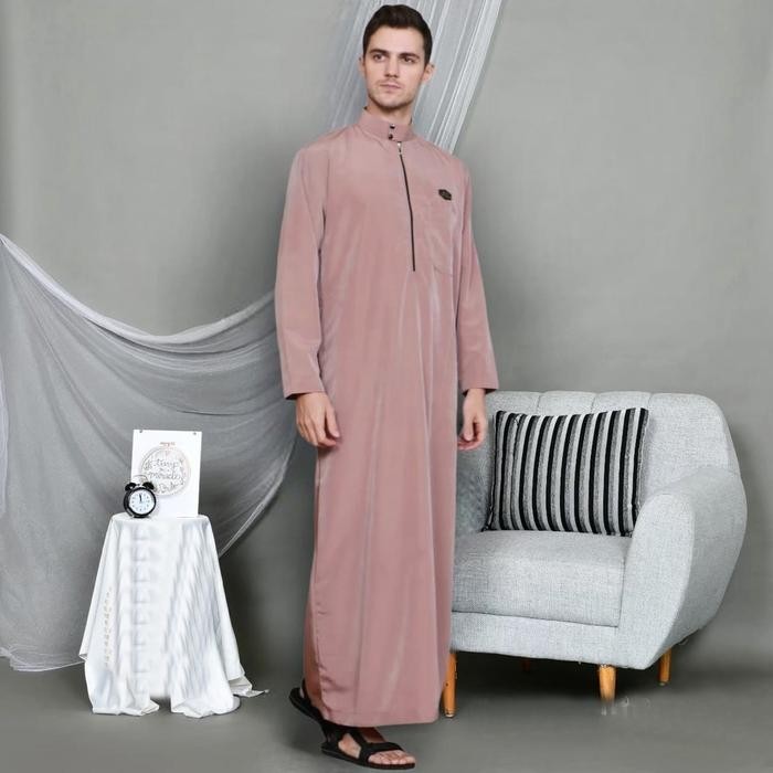 Fatir- Jubah turki pria dewasa - koko dewasa - baju gamis dewasa model polos terbaru Hitam Katun