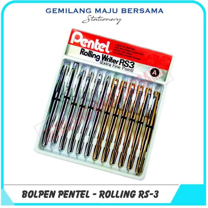 

No.OneBest- Bolpoint Pen Bolpen Pentel RS3 (Body Gold/Silver)