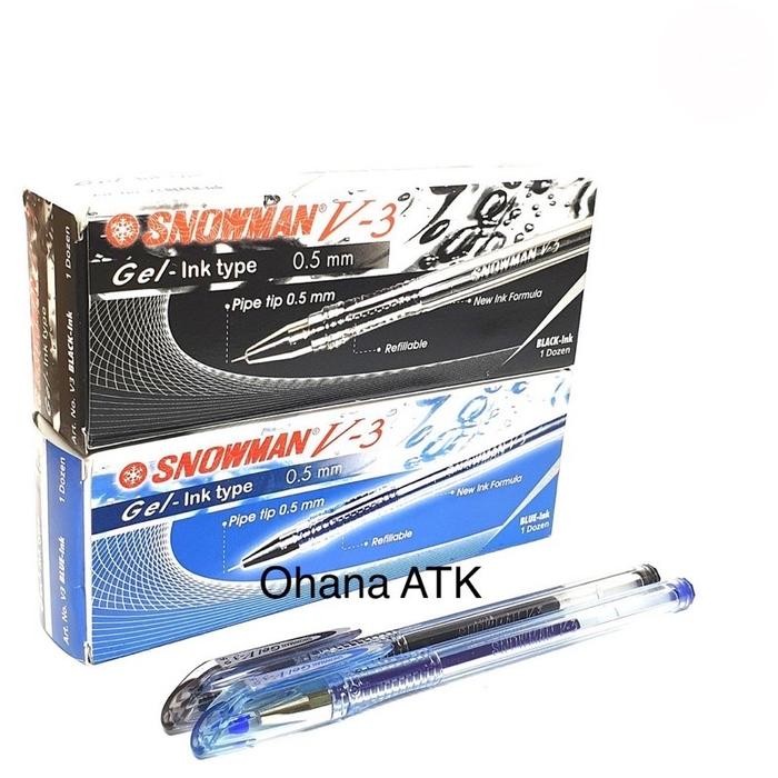 

No.OneBest- [Isi 12pcs] Pulpen Snowman V3 Pen gel 0.5mm Bulpen Bolpoin