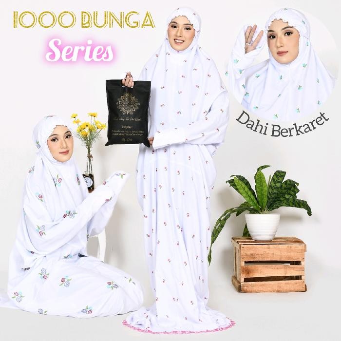 Thameer- Mukena Terusan Dewasa dan Remaja Seribu bunga Mukenah Lajuran Langsungan Rukuh bordir Al