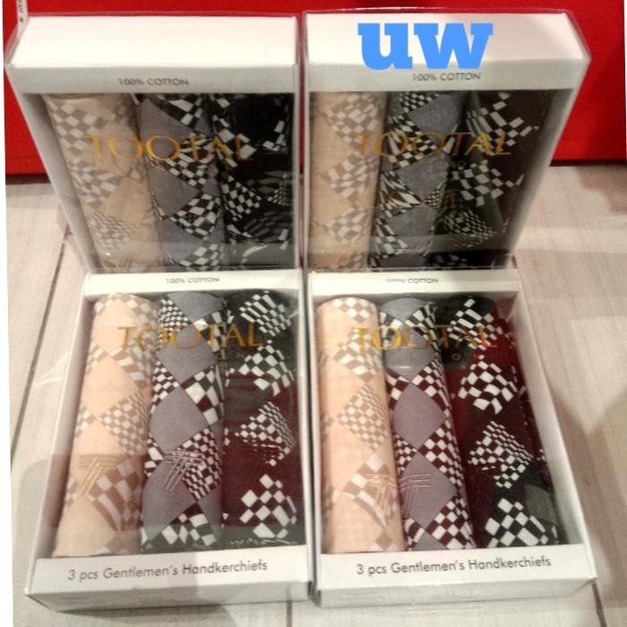 SAPU TANGAN PRIA / WANITA ISI 3 MEREK TOOTAL BAHAN KATUN 100% ORIGINAL