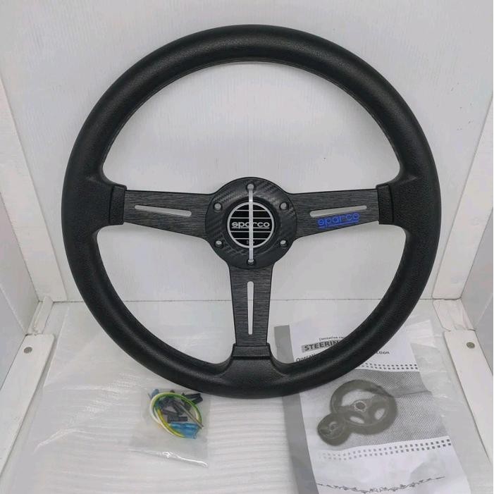 KOMPLIT STIR MOBIL RACING SPARCO CARBON 13 INCH Karet