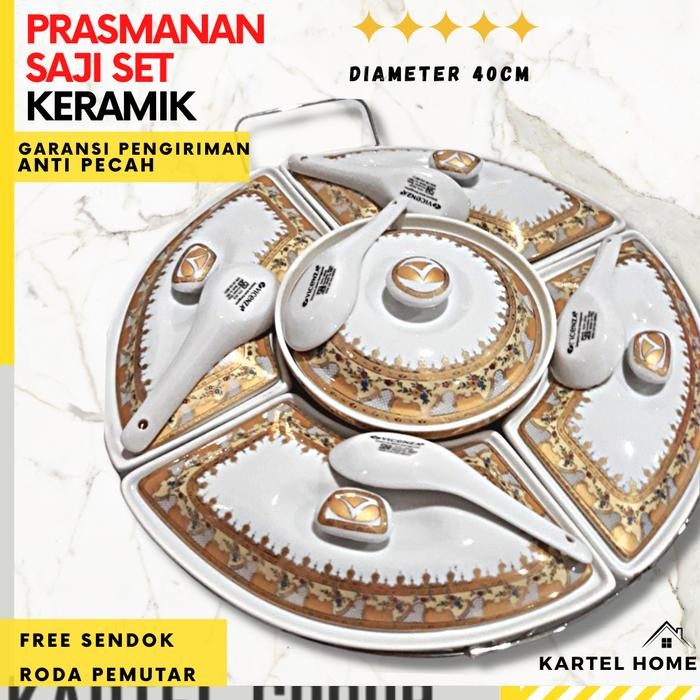 HOME TEMPAT SAJI MAKANAN PRASMANAN BULAT KERAMIK MOTIF SULTAN