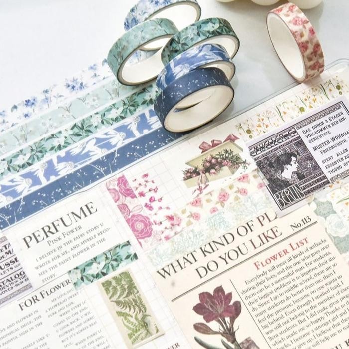

[Miloli] 5 Rolls Spring Flower Romantic Series Washi Tape Deco Masking Tape Jurnal Diy Scrapbook -