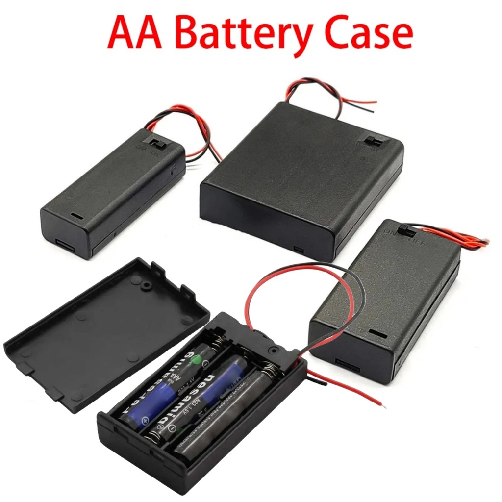 1/2/3/4 Slot Battery Holder 1.5V/3V/4.5V/6V ABS AA Battery Box with Leads Wires ON/Off Switch and Sc
