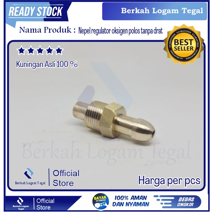 Nepel Regulator Oksigen/Argon Tipe Polos Tanpa Drat Berkualitas