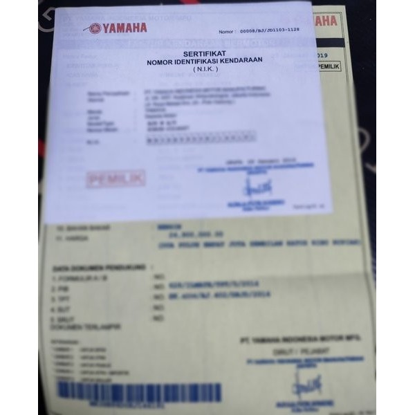Last Stok Faktur Kendaraan & Sertifikat Nik Motor 11Jz2