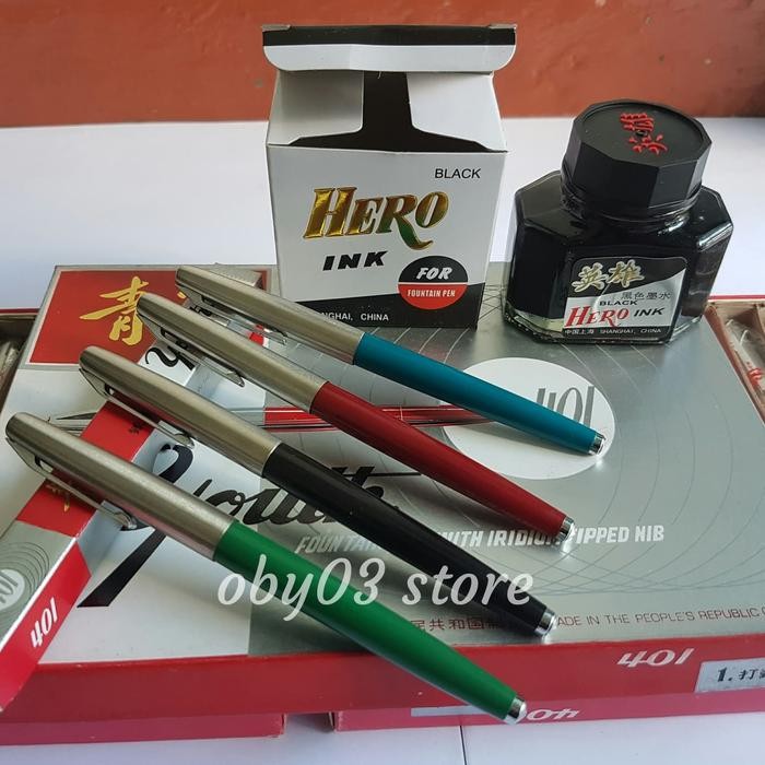 

ORIGINAL..!! PAKET MURAH.. FOUNTAIN PEN. PENA HERO YOUTH 401 DAN HERO INK 50ML