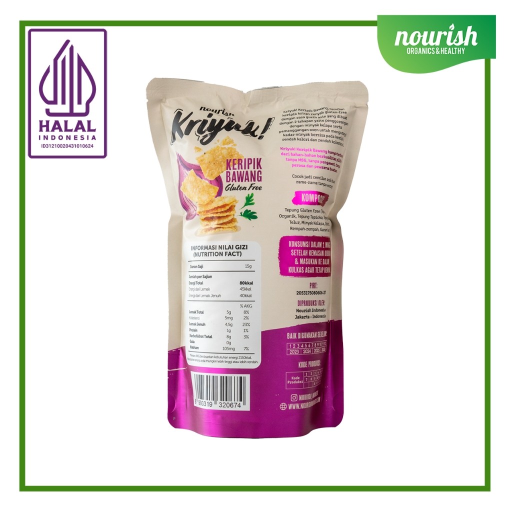 

KRIYUK! Keripik Bawang Gluten Free Rendah Kolesterol, NO MSG 60gr