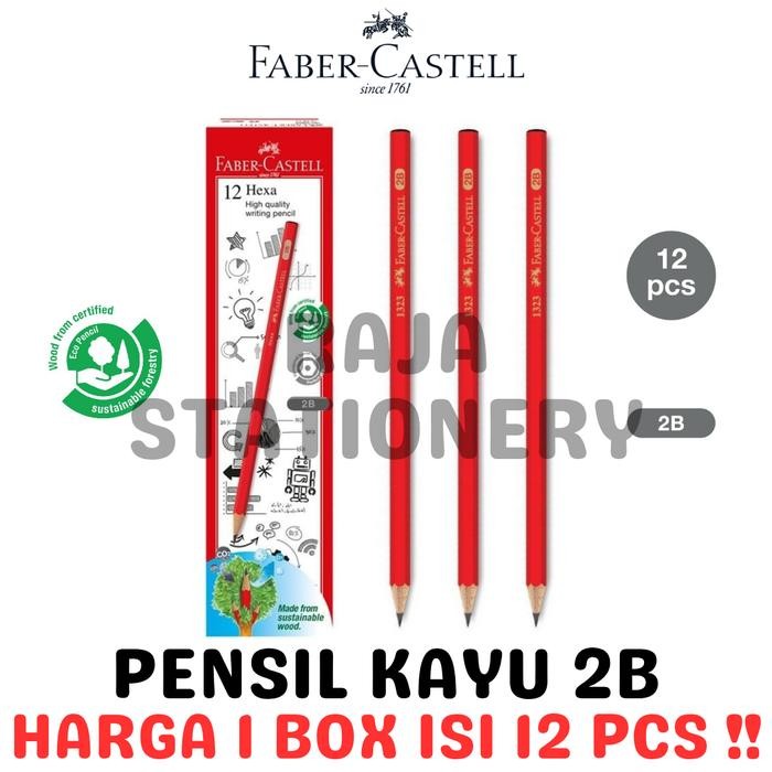 

FABER CAELL HEXA PENCIL 2B RED B PENSIL KU FABER 2B HEXAGONAL MERAH 2B HITAM ORIGINAL ORI LUSIN BOX