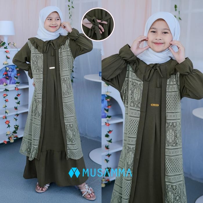 DRESS ANAK MAYRA - DRESS ANAK TANGGUNG AIRFLOW CRINCLE PREMIUM MIX BRUKAT MALIKA COUPLE