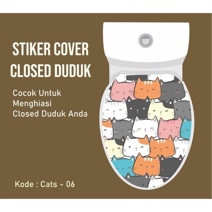 Stiker Tutup Closet Duduk Toilet Cover Desain Cat