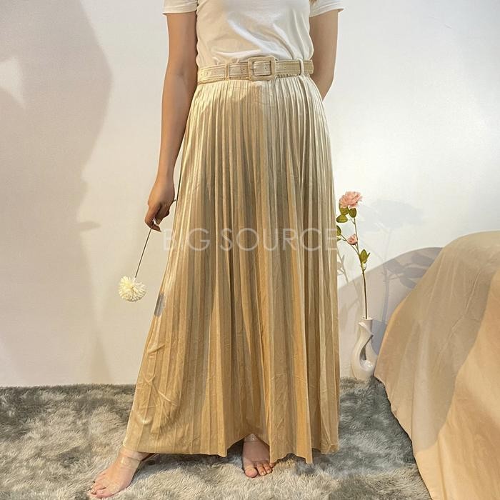 Promo Terbaru Rok Bludru Velvet Panjang With Belt Gesper Import Wanita Muslim Jumbo Mdu210