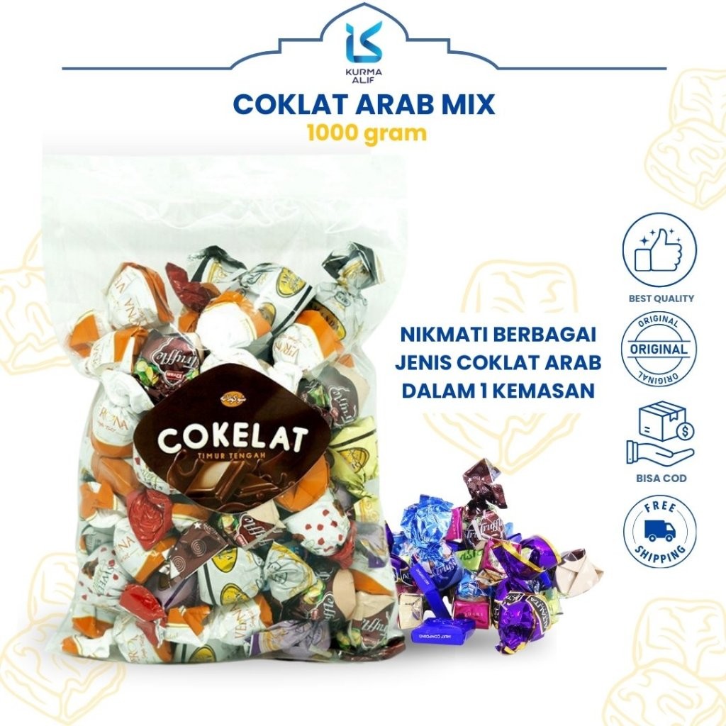 

Coklat Arab Mix 1 Kg Oleh Oleh Haji Umroh Murah