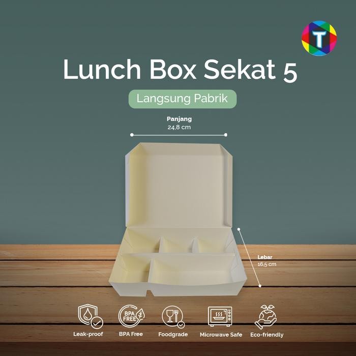 Lunch Box Polos Sekat 3, 4 & 5 / Paper Lunch Box Sekat Bento Eceran