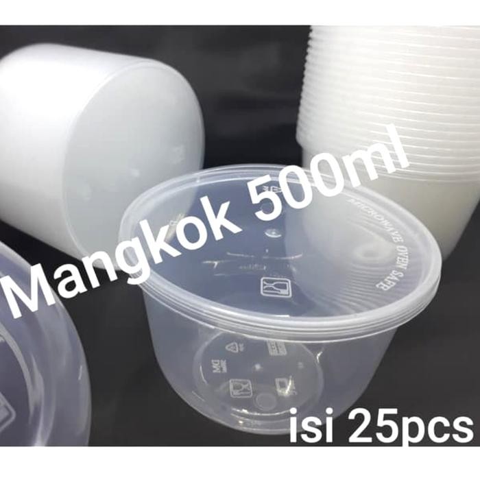 HK11- Mangkok Plastik 500 Ml + Tutup, Thinwall Bulat, Mangkok Bakso