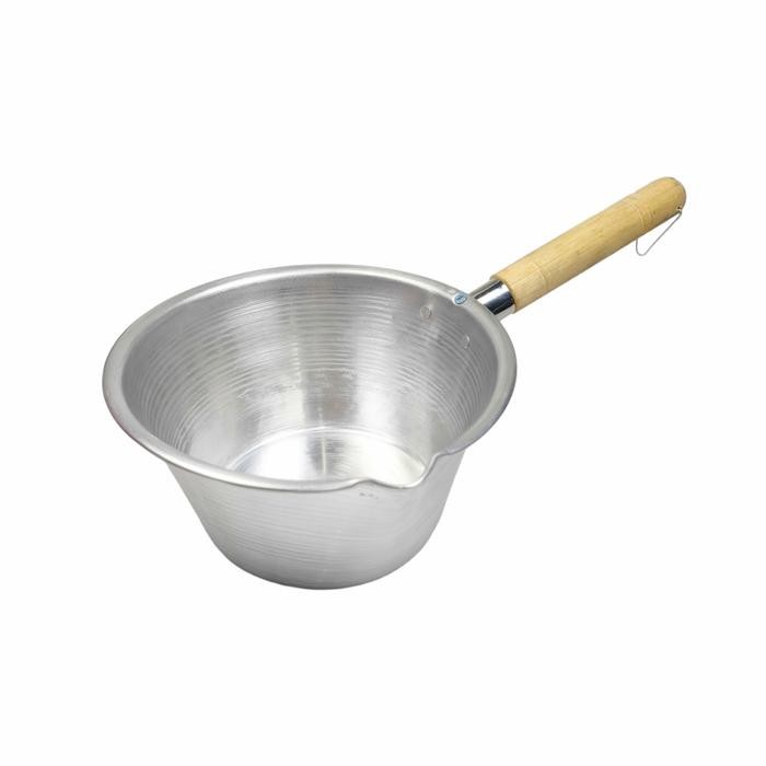 

------] Panci Susu Aluminium Lokal Gagang Kayu Masak Rebus Mie Serbaguna 18cm