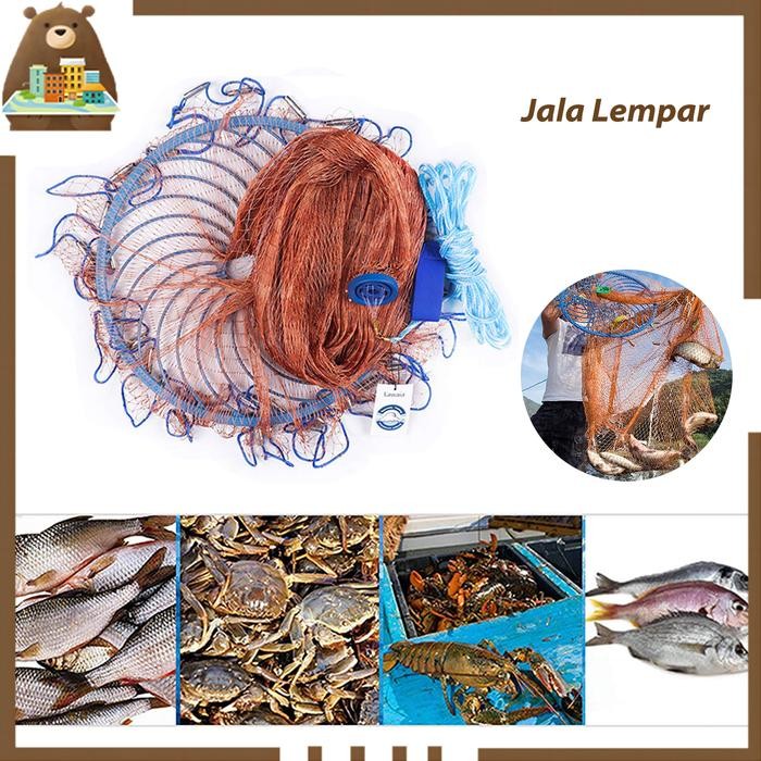 Jala Ikan Lempar Nilon 240Cm 360Cm 540 Cm Jaring Lempar Ikan Dan Udang Siap Pakai Dengan Piring