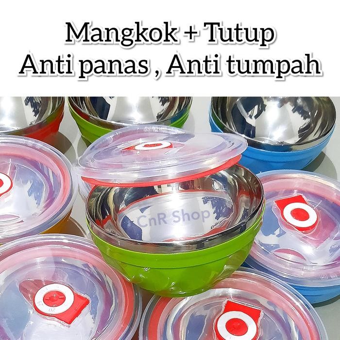 BnYkPilih- Mangkok Stainless Anti Panas / Bowl Tutup Kedap Udara / Alat Makan