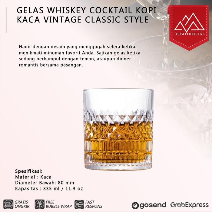 BnYkPilih- Gelas Whisky Crystal Vintage 335Ml Sloki Whiskey Beer Wine Glass Cup