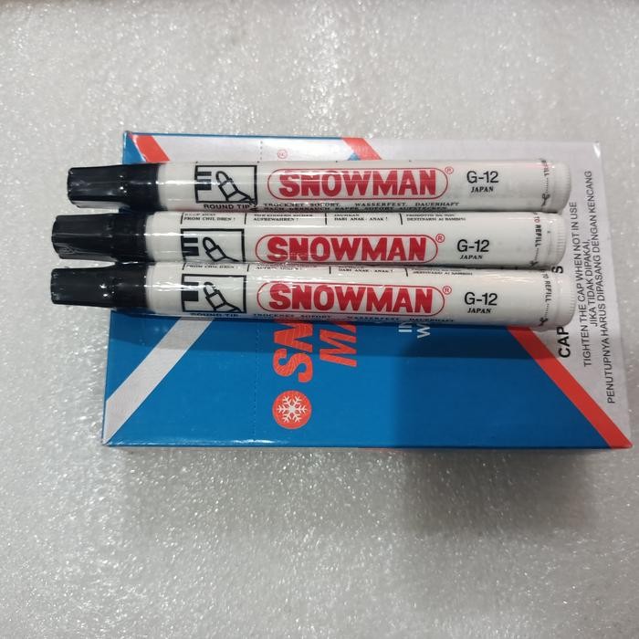 

Ready- Spidol Snowman Permanent G 12 Hitam 12Pcs