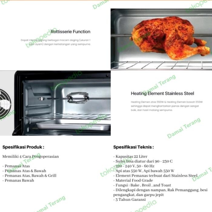 TURBO EHL 5130 EHL5130 - ELECTRIC OVEN LISTRIK 22 L