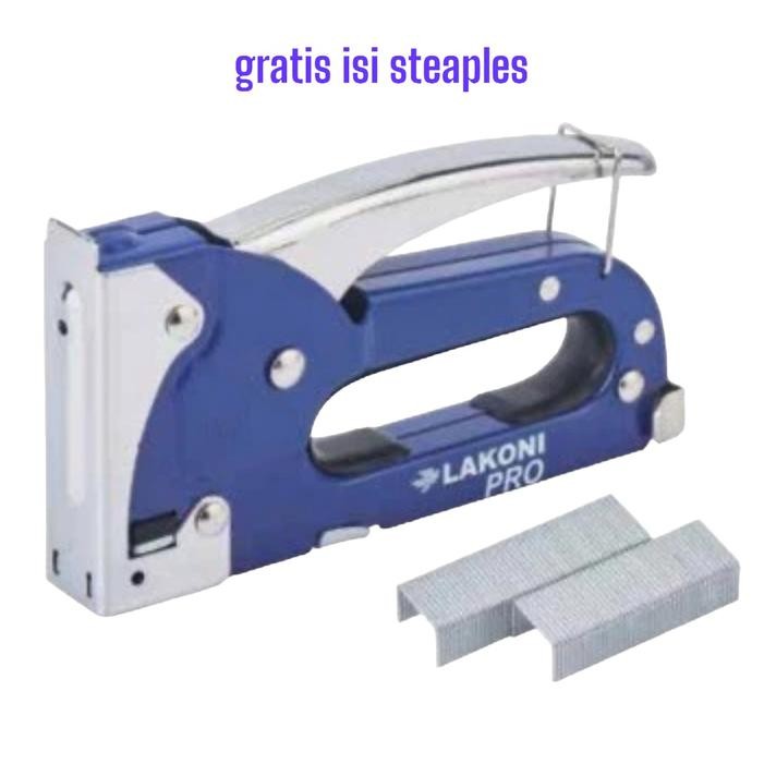Dexie_Store Staples Gun Lakoni Pro Steples Tembak Bonus Isi Steaples Logam Alat Atk