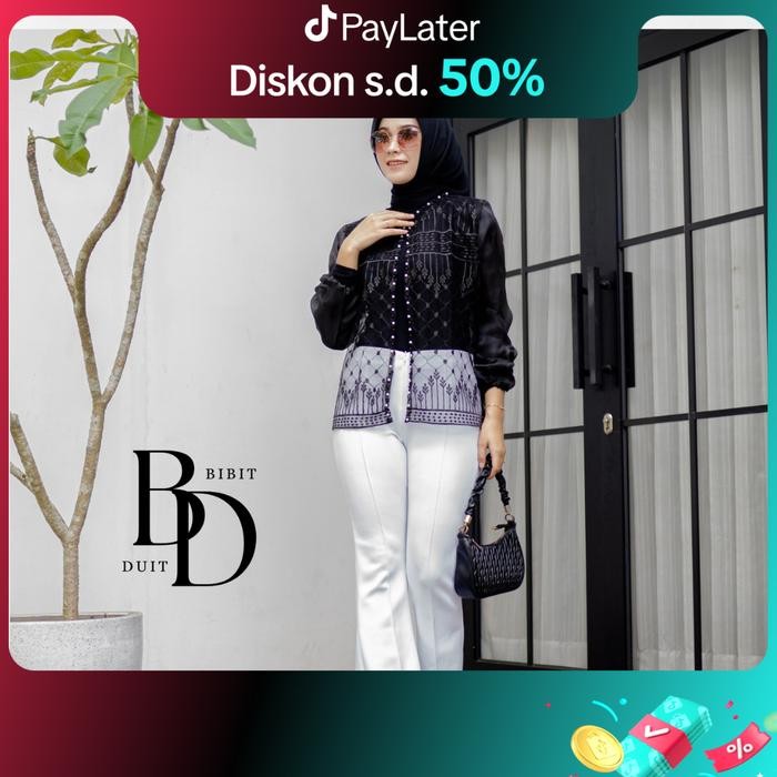 A76 ATASAN ZAINA OUTER CROP BRUKAT ORGANZA OUTER BROKAT SAPTO BAJU KONDANGAN WANITA HITAM KARDIGAN