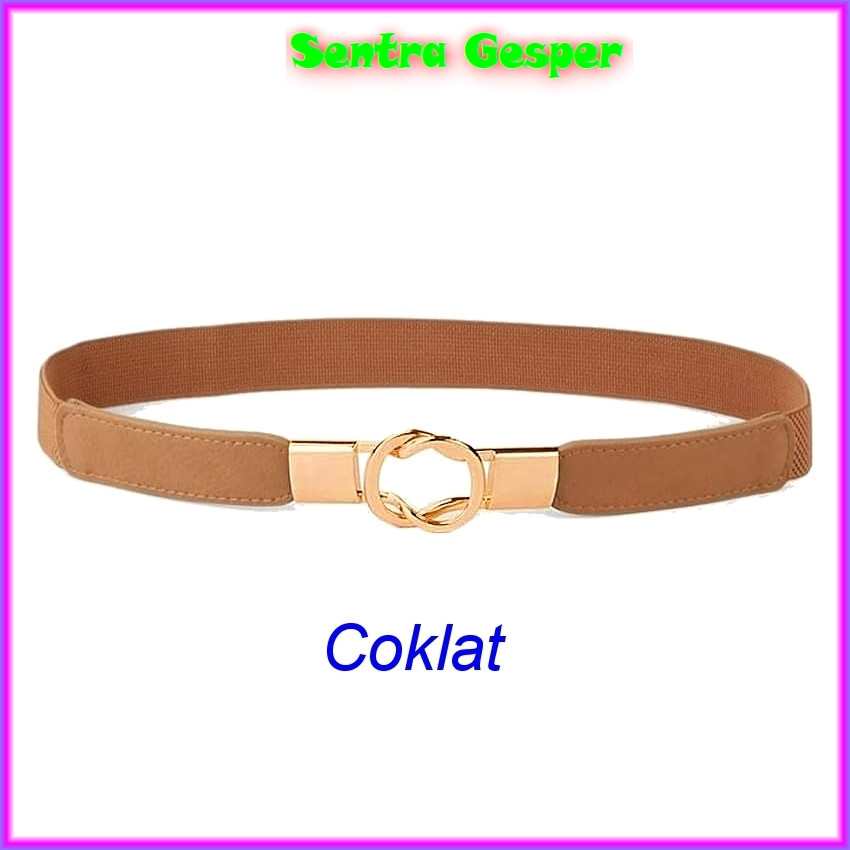 Ikat Pinggang Belt Sabuk Gesper Cewek Fashion Bunga Kecil Korea Karet Women per Slim Hitam Ring