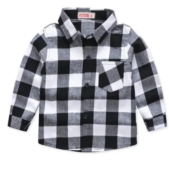 Kidcute- Baju Kemeja Flanel Anak Kemeja Kotak-Kotak Anak Laki-Laki Dan Perempuan Fashion Kemeja