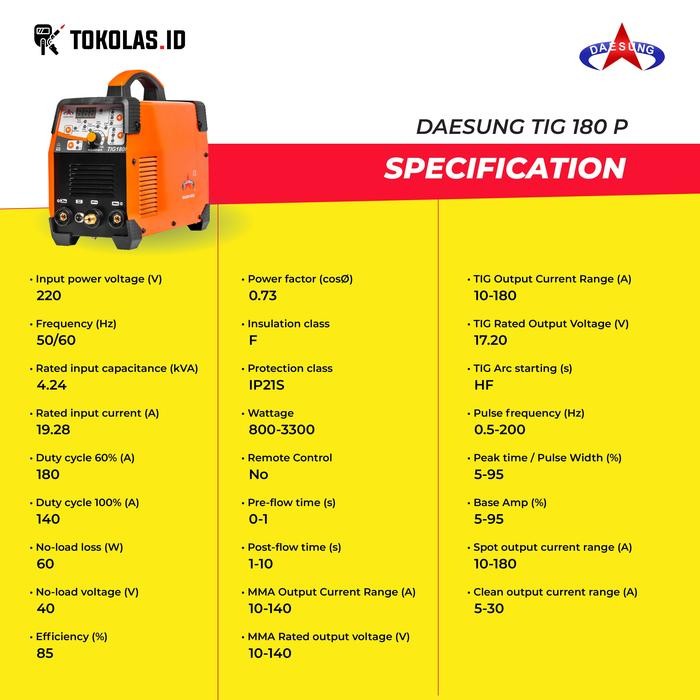 Laris Mesin Travo Trafo Las Argon Inverter Welding Daesung Tig 180 Pulse Mma Stick Spot