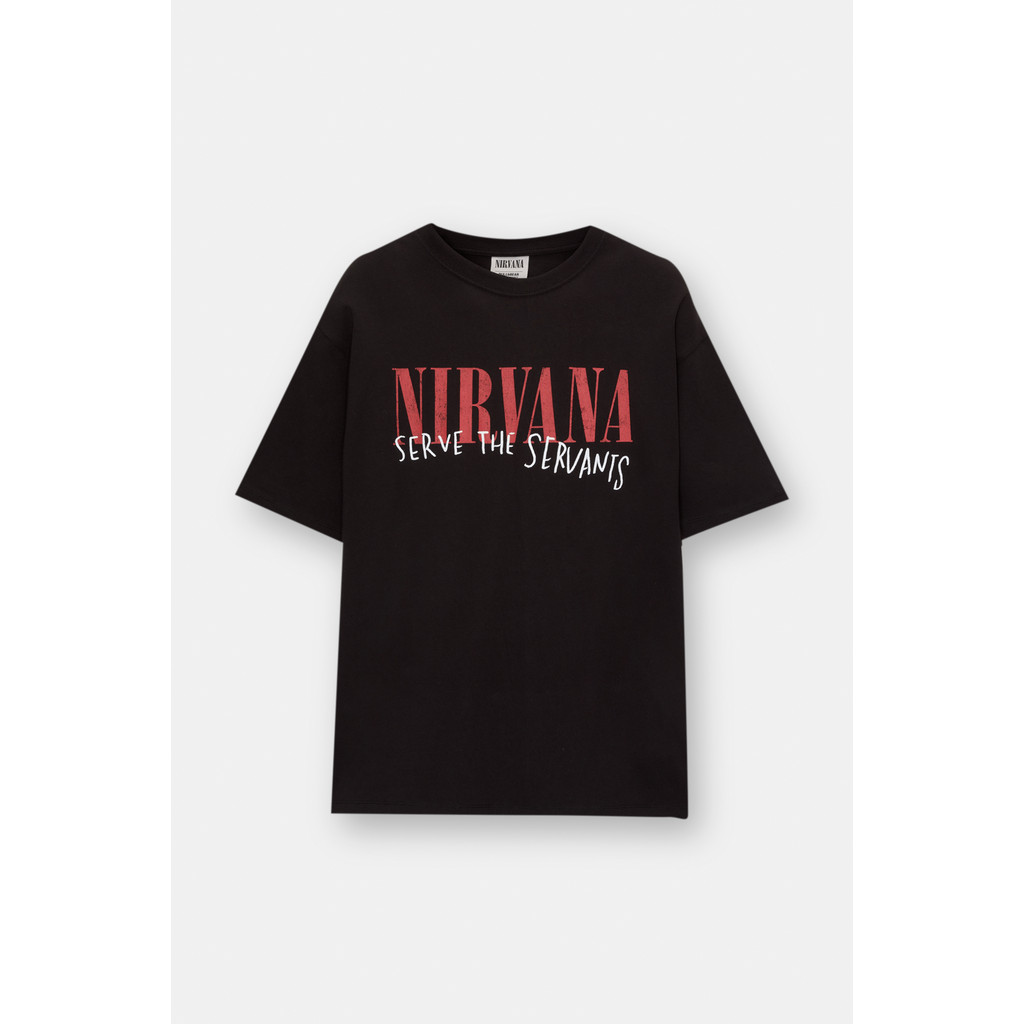 Pull&Bear Nirvana Serve the Servants black T-shirt