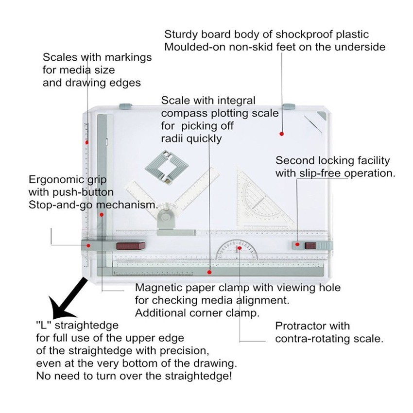 Purvisco - A3 Professional Drawing Board Terpercaya Meja Gambar Arsitek A3 Free Rotrin Isograph