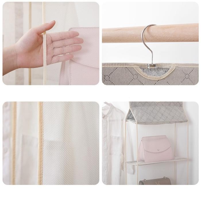 (BestSeries) Tas Gantung Penyimpanan Organizer Tas Handbag Transparan di Pintu / Dinding / Lemari