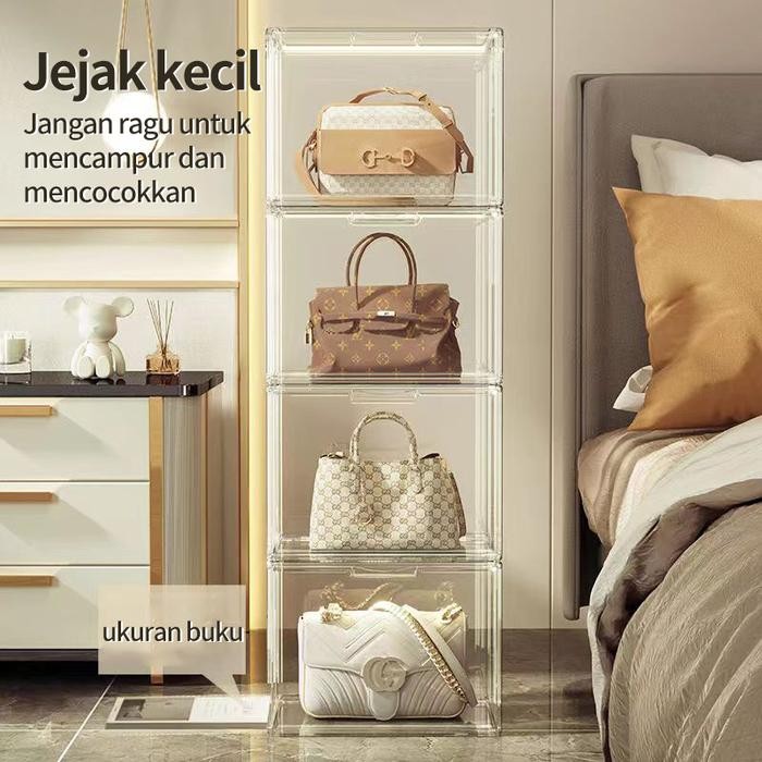(BestSeries) Bohan Transparent Storage Display Box XXL Kotak Penyimpanan Sepatu Display Tas Buku