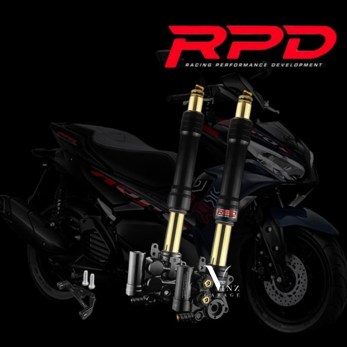 PREMIUM Shock USD Aerox By RPD Gen 2 // Shock Upside Down Yamaha Aerox Black Series Bracket Radial