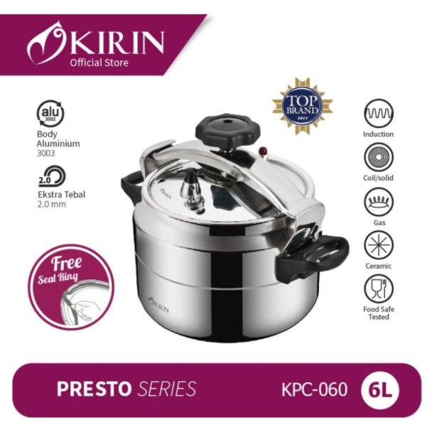 Kirin KPC-060 Panci Presto 6 Liter Stainless Steel
