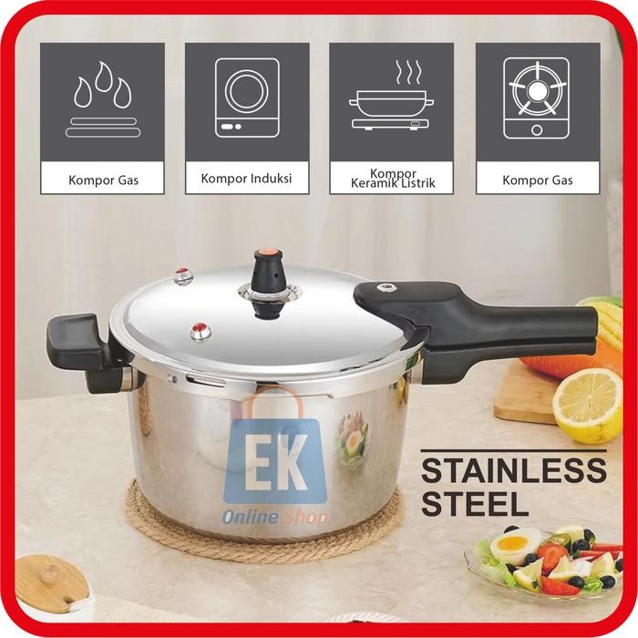 Panci Presto 8 Liter - 24cm KIMITSU KPS-824 Panci Presto Pressure Cooker Panci Presto Stainless