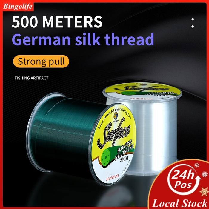 Bingolife Jerman Senar Pancing Nilon 500m Kuat Anti Keriting Senar Pancing Laut Olahraga Alat