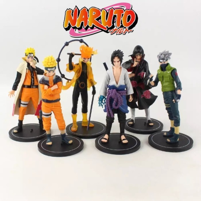 Action Figure Naruto Sasuke Kakashi Itachi Recast KW Set 6 pcs